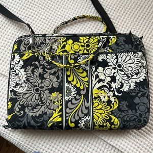 Vera Bradley black yellow Laptop Computer Hard Shell Carry Bag With Strap